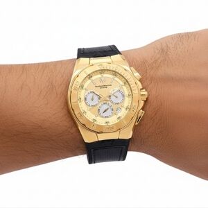 NWT Authentic Technomarine Cruise Chronograph Quartz Gold And Silver Dial Watch